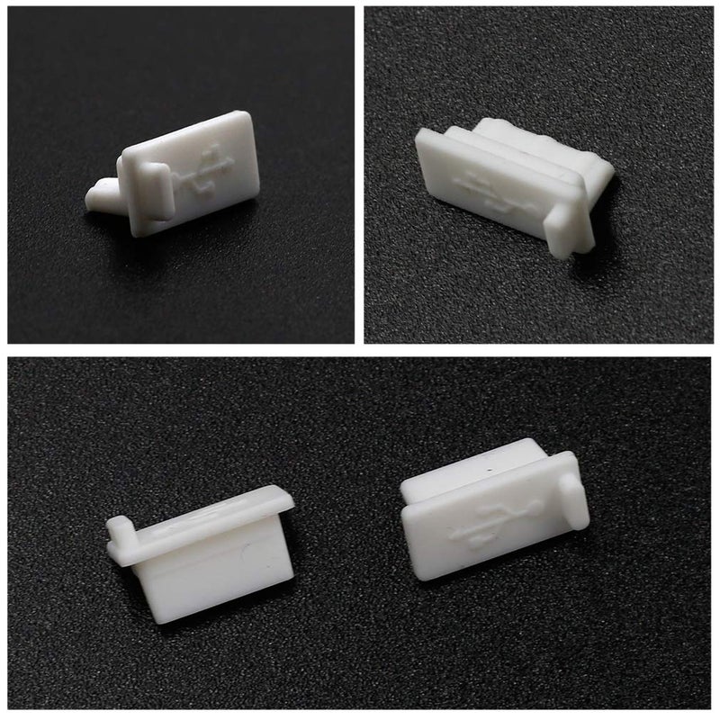 Hitefu Yoohey 20PCS Silicone USB A Type Female Anti Dust Cover Plug Protector Stopper Cover (White) - Image 4